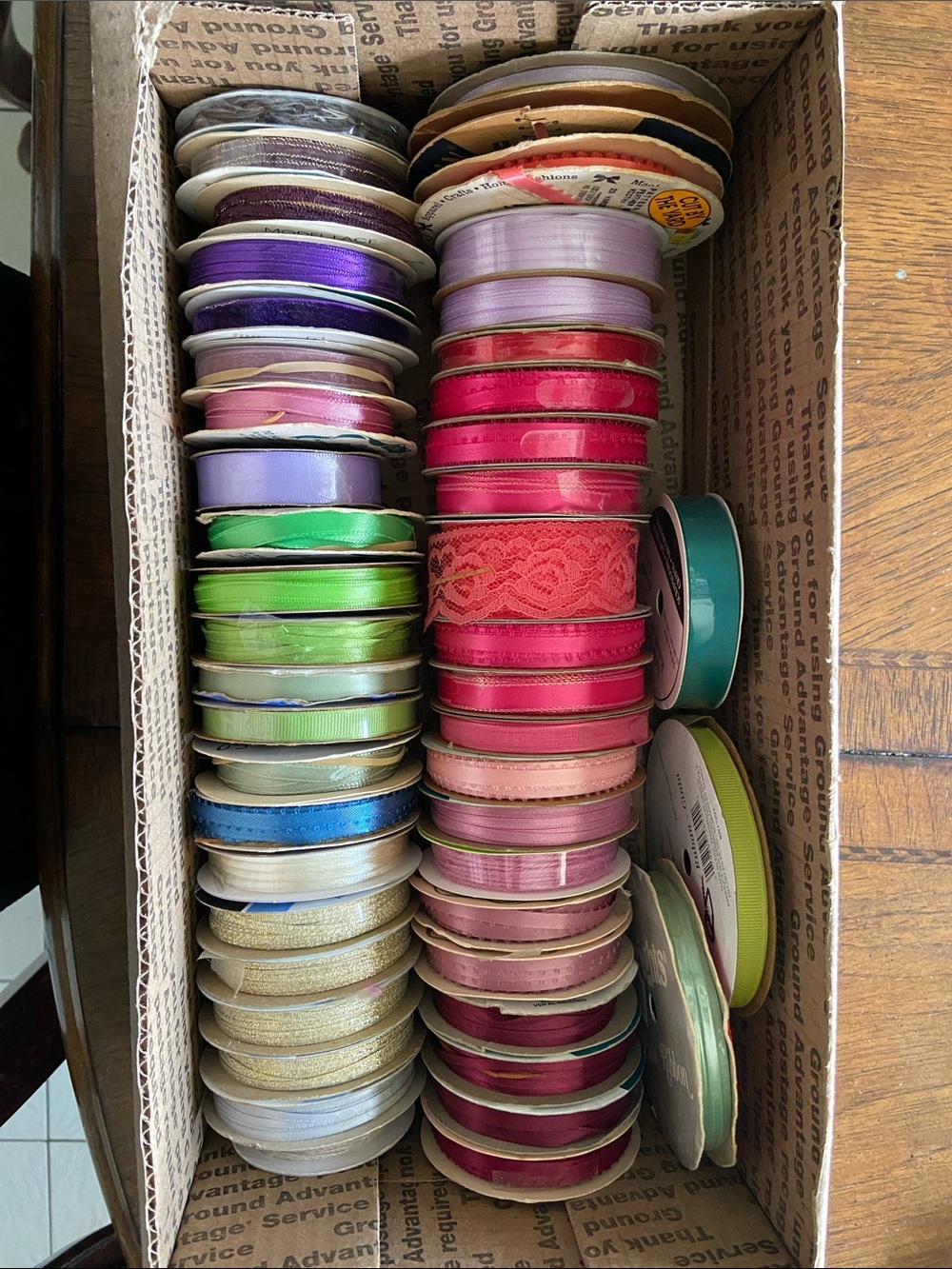Assorted Ribbon Spool Pack in Pink, Red, Purple, Green, Blue
